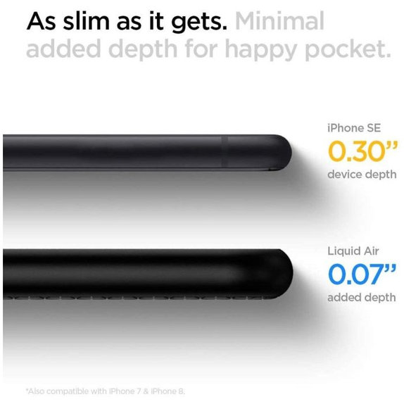 Spigen - Étui Liquid Air pour iPhone 7, 8, SE 2020 & SE 2022, noir