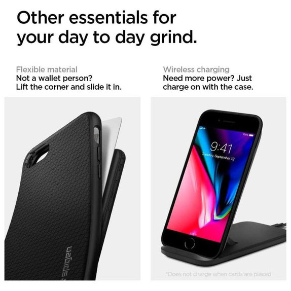 Spigen - Étui Liquid Air pour iPhone 7, 8, SE 2020 & SE 2022, noir