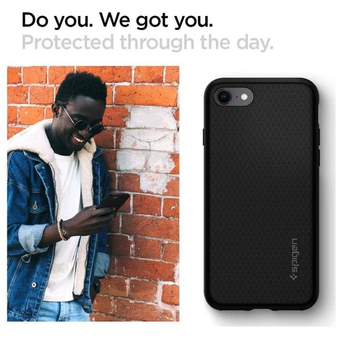 Spigen - Étui Liquid Air pour iPhone 7, 8, SE 2020 & SE 2022, noir