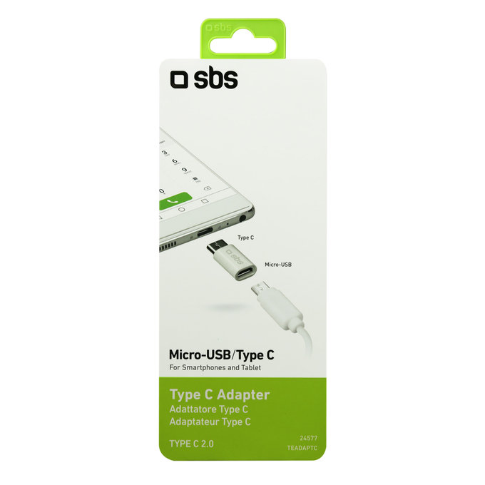 SBS - Adaptateur Micro-USB / USB-C, blanc