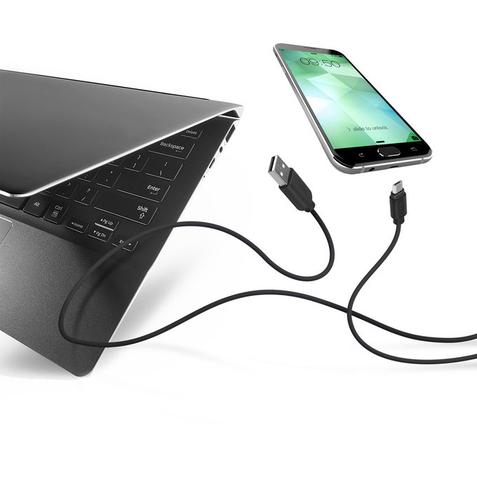 SBS - Câble Micro-USB / USB (2m), noir