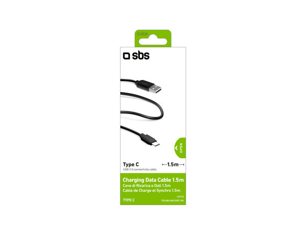 SBS - Câble USB-C / USB (1,5 m), noir
