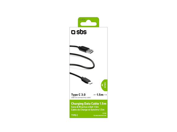 SBS - Câble USB-C / USB (1,5 m), noir