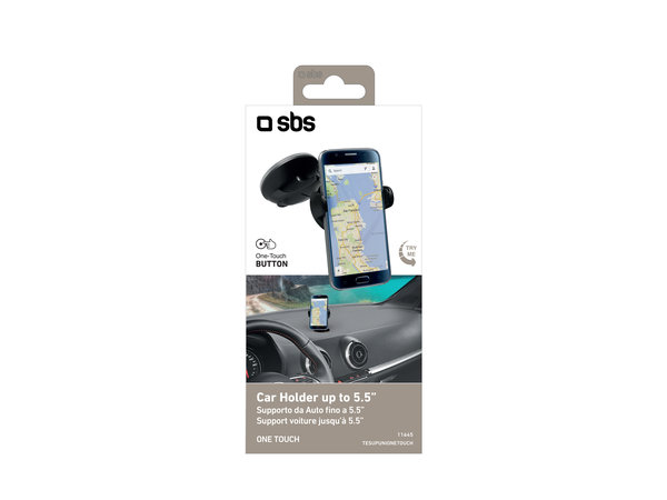 SBS - Support voiture universel ONE TOUCH s Ventouse, noir