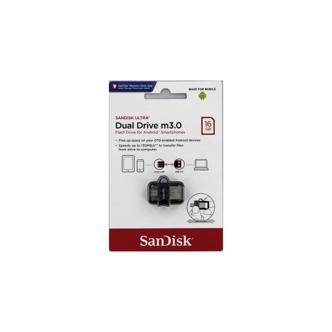 SanDisk - Ultra Dual 16 Go, Micro USB