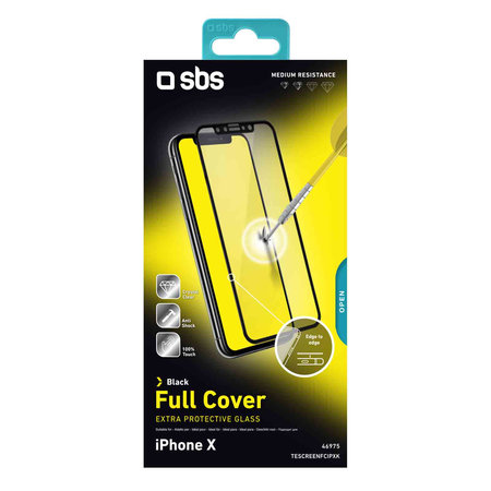 SBS - Coque complète en verre trempé pour iPhone X, XS et 11 Pro, noir