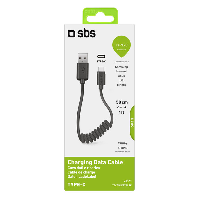 SBS - Câble USB-C / USB (0,5 m), noir