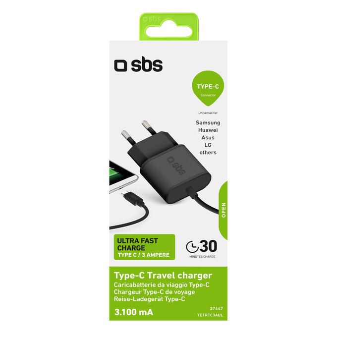 SBS - Adaptateur de charge 10 W USB-C, noir