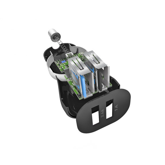 SBS - Chargeur de voiture 2x USB, 2,4A, noir