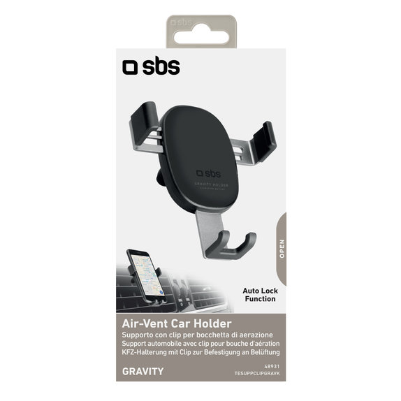 SBS - Support voiture à gravité, grille d'aération universelle, noir
