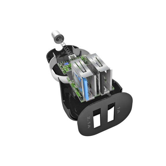 SBS - Chargeur de voiture 2x USB + Câble USB / USB-C, noir