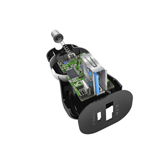 SBS - Chargeur de voiture USB, USB-C, 2,1A, 3A, noir