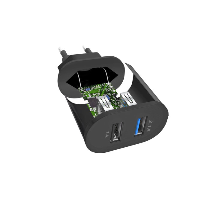 SBS - Adaptateur de charge 10 W 2x USB, noir