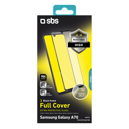 SBS - Coque complète en verre trempé pour Samsung Galaxy A70, noir