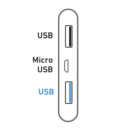 SBS - PowerBank 5000 mAh - 2x USB, Micro-USB, blanc