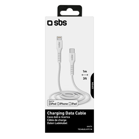 SBS - Câble Lightning / USB-C (1m), blanc