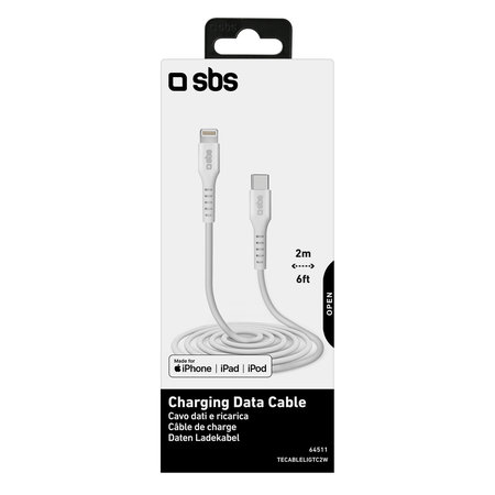 SBS - Câble Lightning / USB-C (2m), blanc