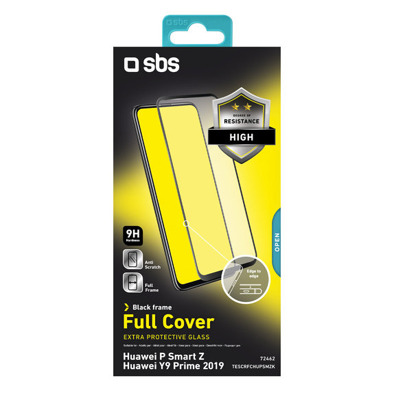 SBS - Couverture complète en verre trempé pour Huawei P Smart Z, Y9 Prime 2019, noir