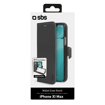 SBS - Étui portefeuille avec support pour iPhone 11 Pro Max, noir