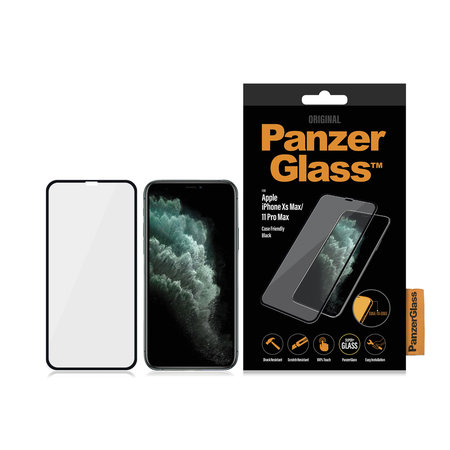 PanzerGlass - Compatible avec les coques en verre trempé pour iPhone XS Max et 11 Pro Max, noir