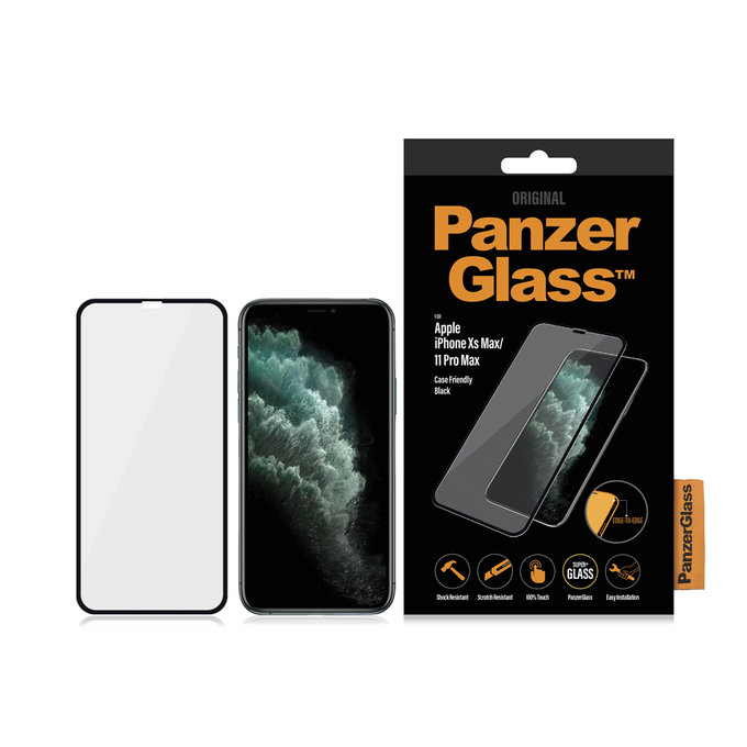 PanzerGlass - Compatible avec les coques en verre trempé pour iPhone XS Max et 11 Pro Max, noir