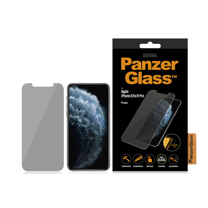 PanzerGlass - Verre trempé Privacy Standard Fit pour iPhone 11 Pro, Xs, X, transparent