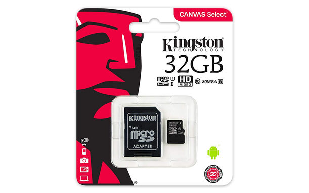 Kingston - Carte Mémoire MicroSDHC Canvas Select Plus 32 Go + Adaptateur SD