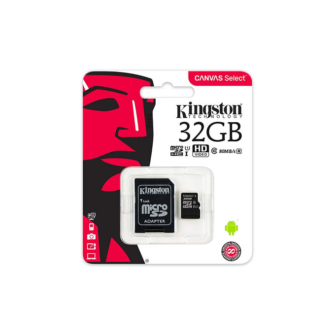 Kingston - Carte Mémoire MicroSDHC Canvas Select Plus 32 Go + Adaptateur SD