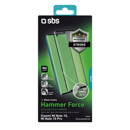 SBS - Verre Trempé 4D Full Glass pour Xiaomi Mi Note 10, Mi Note 10 Pro, noir