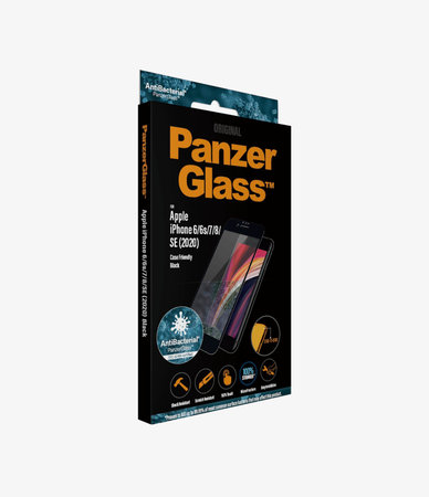 PanzerGlass - Coque en verre trempé Friendly AB pour iPhone 6, 6s, 7, 8, SE 2020 & SE 2022, noir