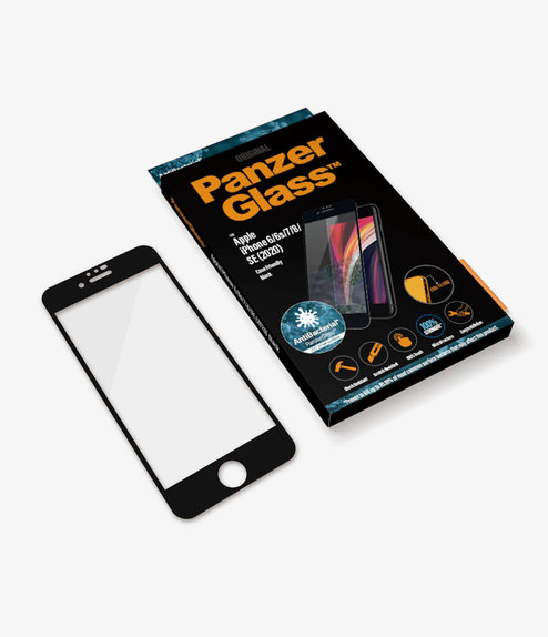PanzerGlass - Coque en verre trempé Friendly AB pour iPhone 6, 6s, 7, 8, SE 2020 & SE 2022, noir