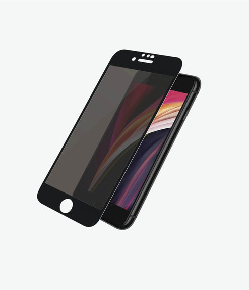 PanzerGlass - Étui de confidentialité en verre trempé compatible avec iPhone 6, 6s, 7, 8, SE 2020 et SE 2022, noir