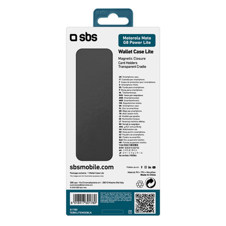 SBS - Étui Book Wallet Lite pour Motorola Moto G8 Power Lite, noir