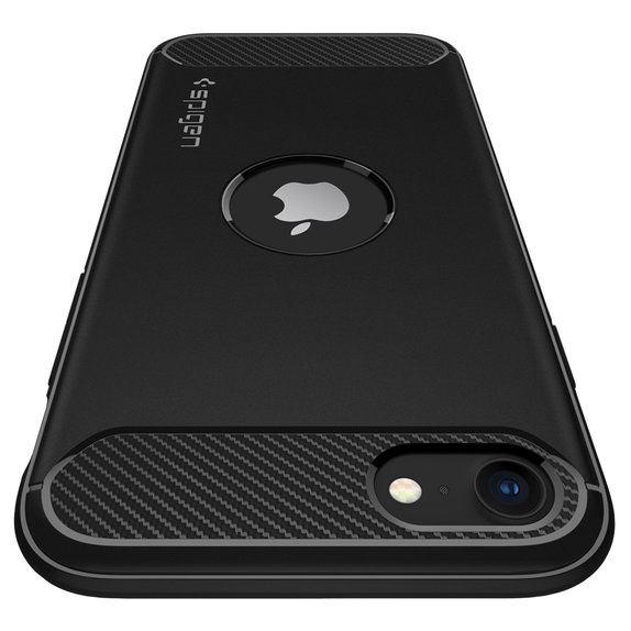 Spigen - Coque Rugged Armor pour iPhone SE 2020 & SE 2022, noire