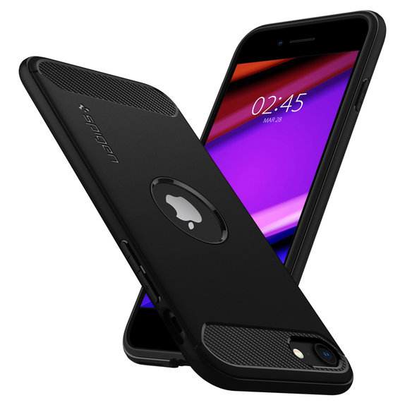 Spigen - Coque Rugged Armor pour iPhone SE 2020 & SE 2022, noire