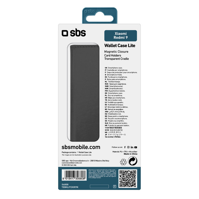 SBS - Étui Book Wallet Lite pour Xiaomi Redmi 9, noir