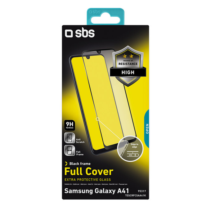 SBS - Coque complète en verre trempé pour Samsung Galaxy A41, noir