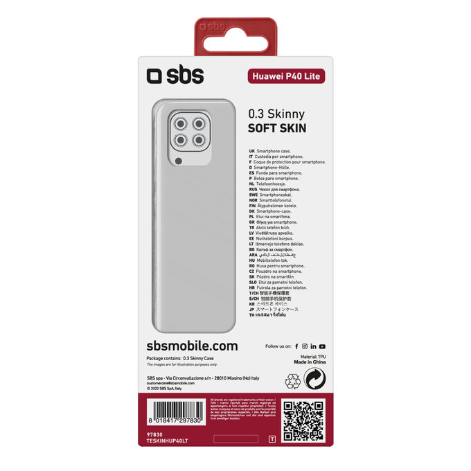 SBS - Coque Skinny pour Huawei P40 Lite, transparente