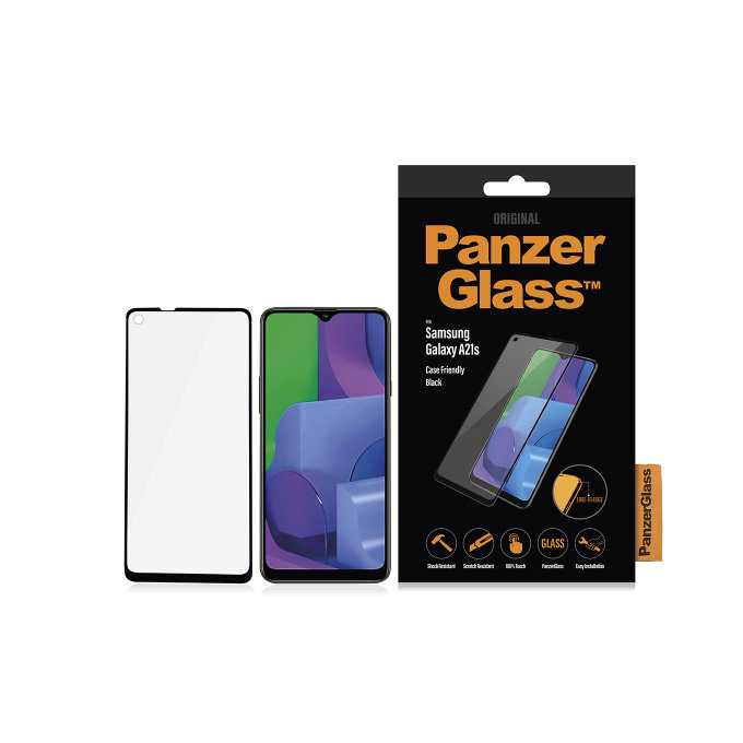 PanzerGlass - Compatible avec les coques en verre trempé pour Samsung Galaxy A21s, noir