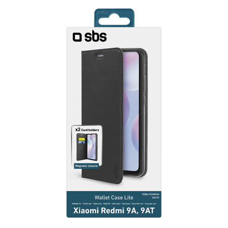 SBS - Étui Book Wallet Lite pour Xiaomi Redmi 9A, 9AT, noir