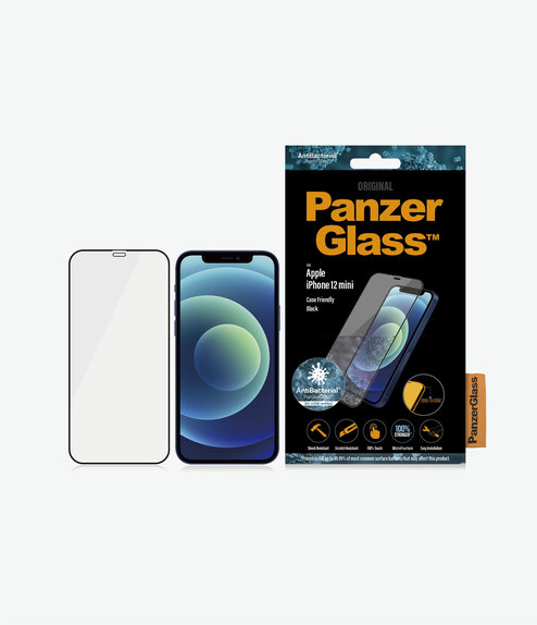 PanzerGlass - Étui en verre trempé Friendly AB pour iPhone 12 mini, noir