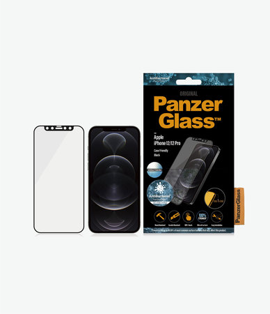 PanzerGlass - Coque en verre trempé antireflet pour iPhone 12 & 12 Pro, noir