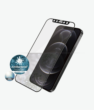 PanzerGlass - Coque en verre trempé antireflet pour iPhone 12 & 12 Pro, noir