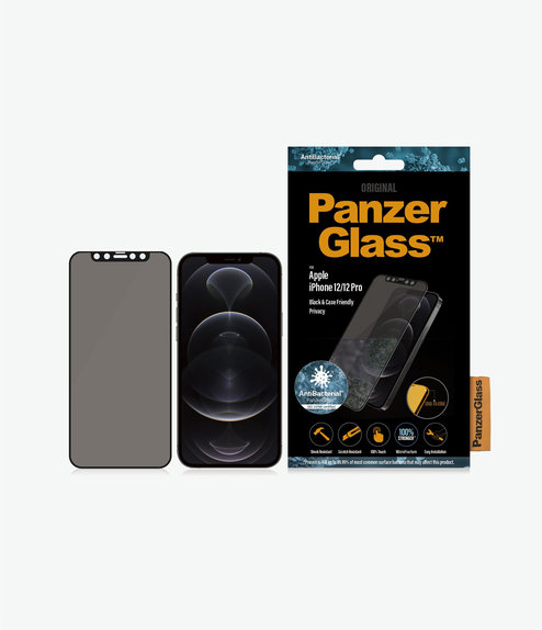 PanzerGlass - Verre trempé Privacy Case Friendly AB pour iPhone 12 & 12 Pro, noir