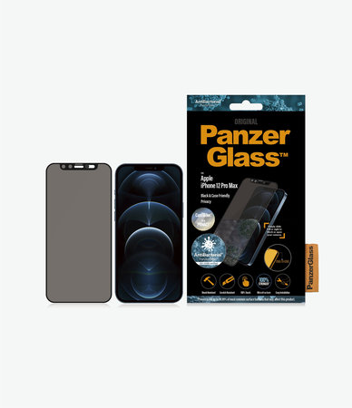 PanzerGlass - Verre Trempé Privacy Case Friendly CamSlider AB pour iPhone 12 Pro Max, noir