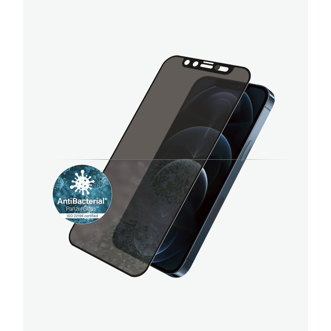 PanzerGlass - Verre Trempé Privacy Case Friendly CamSlider AB pour iPhone 12 Pro Max, noir