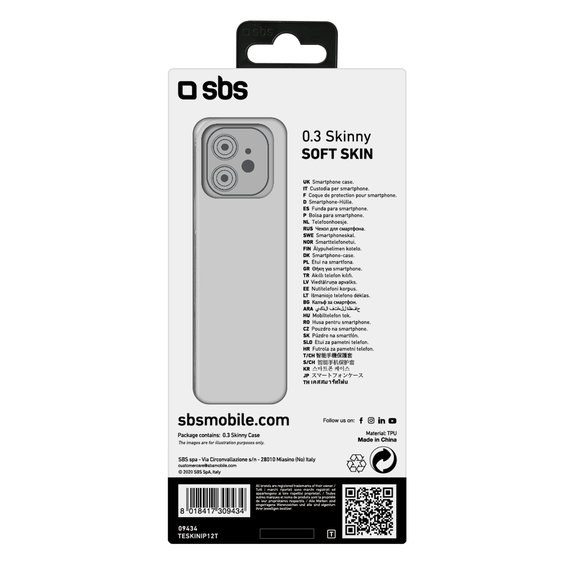 SBS - Coque Skinny pour iPhone 12 mini, transparente