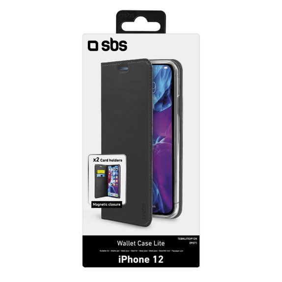 SBS - Étui Book Wallet Lite pour iPhone 12 mini, noir
