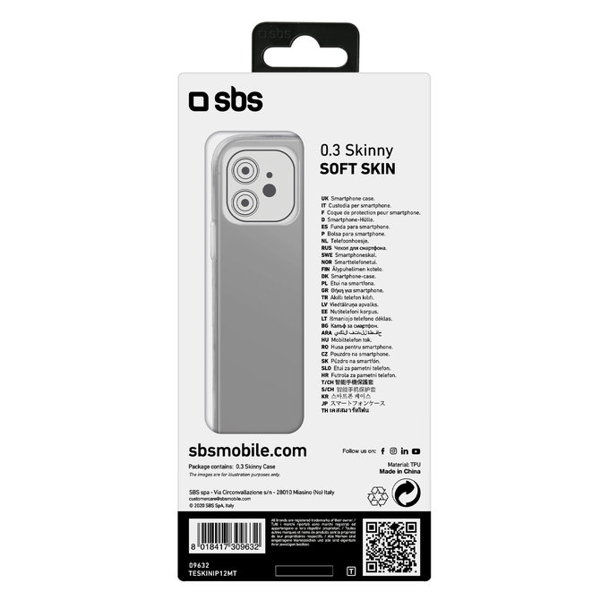 SBS - Coque Skinny pour iPhone 12 & 12 Pro, transparente