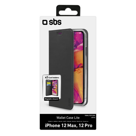 SBS - Étui Book Wallet Lite pour iPhone 12 & 12 Pro, noir